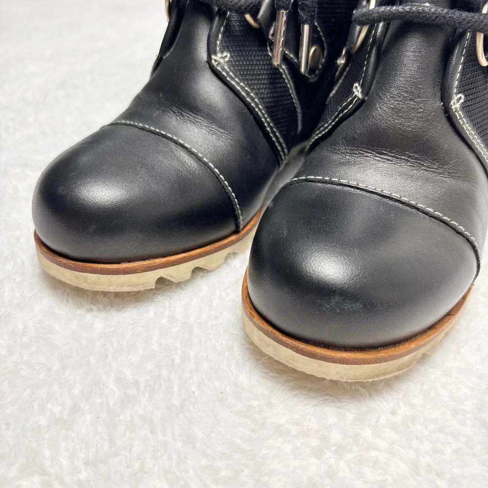 Sorel Joan of Arctic Mid Wedge Celebration Black Waterproof Boots Sz 8 Utility